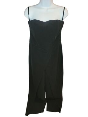 White House Black Market Convertible Strapless Split-Leg‎ Jumpsuit Black 8 NWT